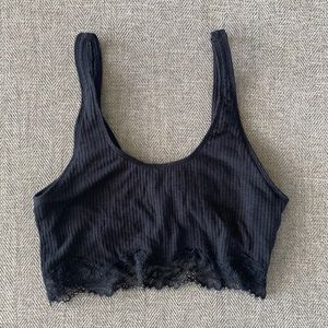 Aerie Black Shelf Bra Crop Tank